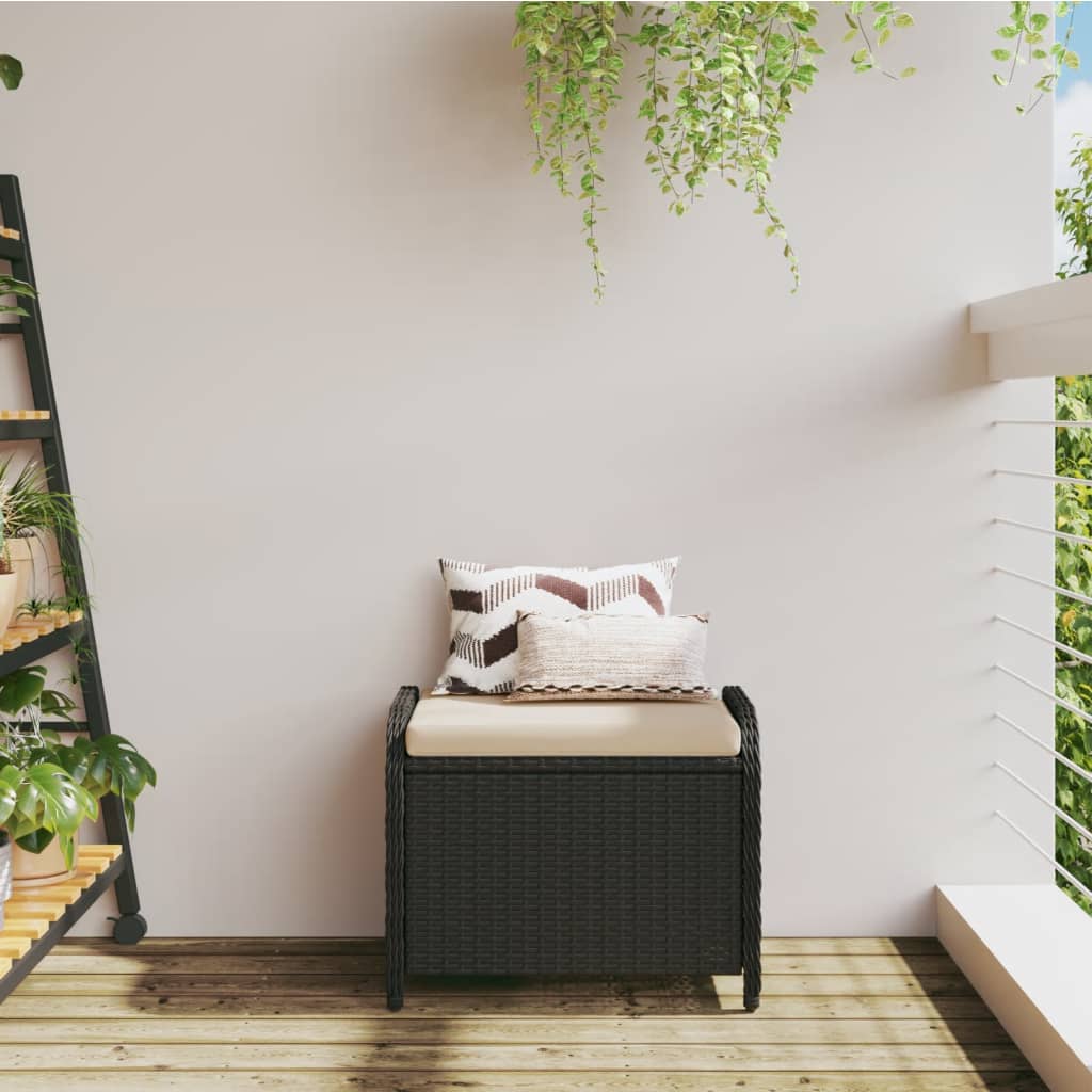 Tuinkruk met kussen 58x46x46 cm poly rattan zwart is nu te koop bij PeponiXL, paradijselijk wonen!