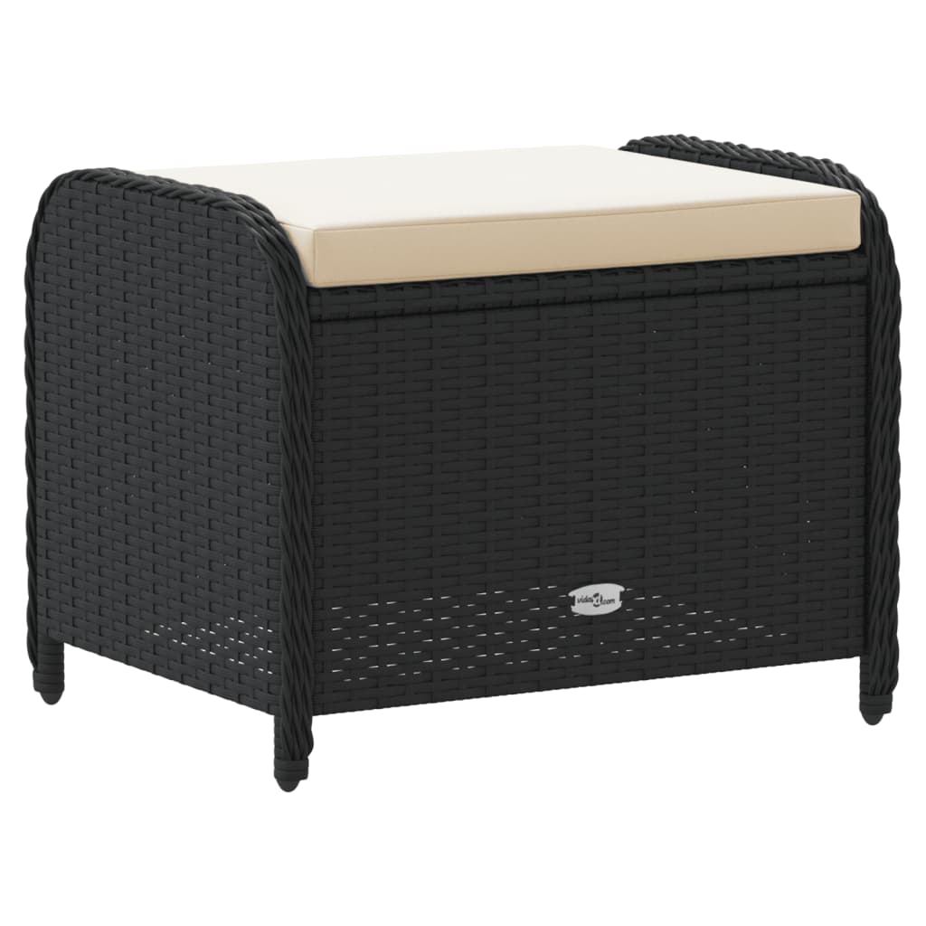 Tuinkruk met kussen 58x46x46 cm poly rattan zwart is nu te koop bij PeponiXL, paradijselijk wonen!