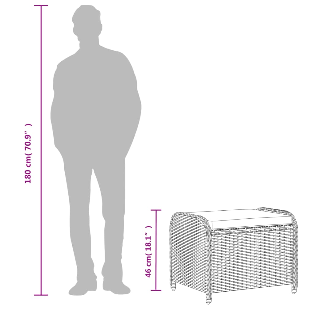 Tuinkruk met kussen 58x46x46 cm poly rattan zwart is nu te koop bij PeponiXL, paradijselijk wonen!