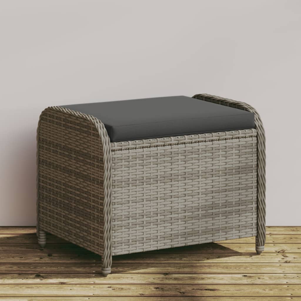 Tuinkruk met kussen 58x46x46 cm poly rattan grijs is nu te koop bij PeponiXL, paradijselijk wonen!