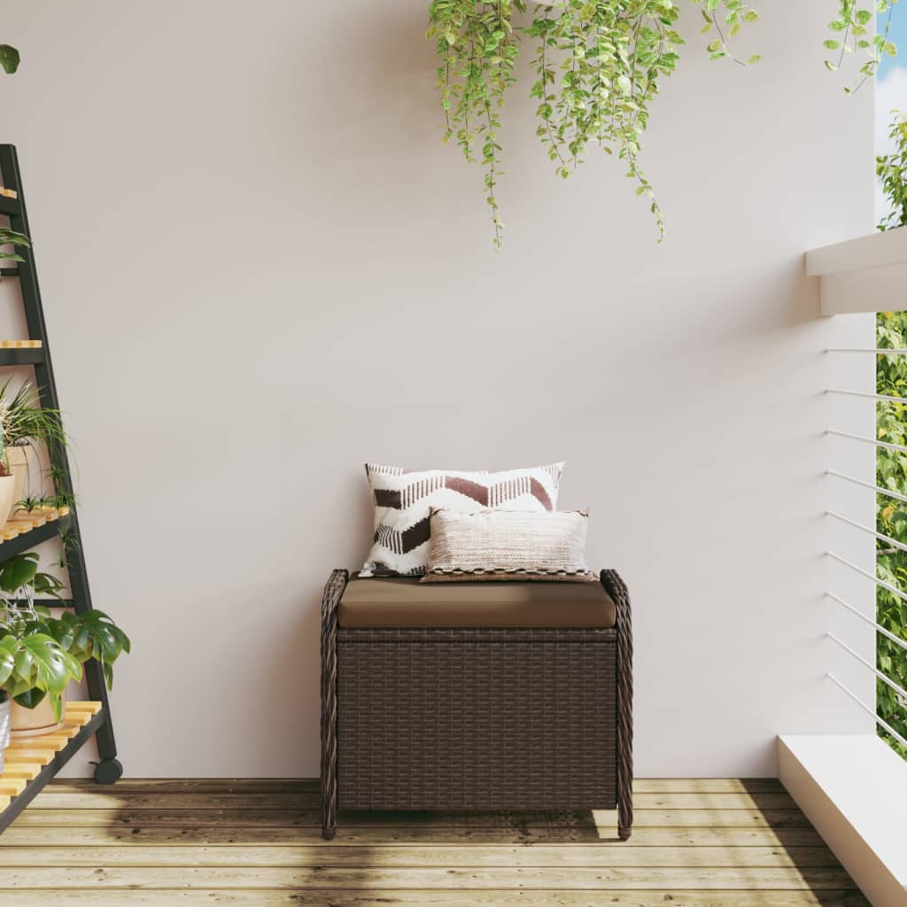 Tuinkruk met kussen 58x46x46 cm poly rattan bruin is nu te koop bij PeponiXL, paradijselijk wonen!