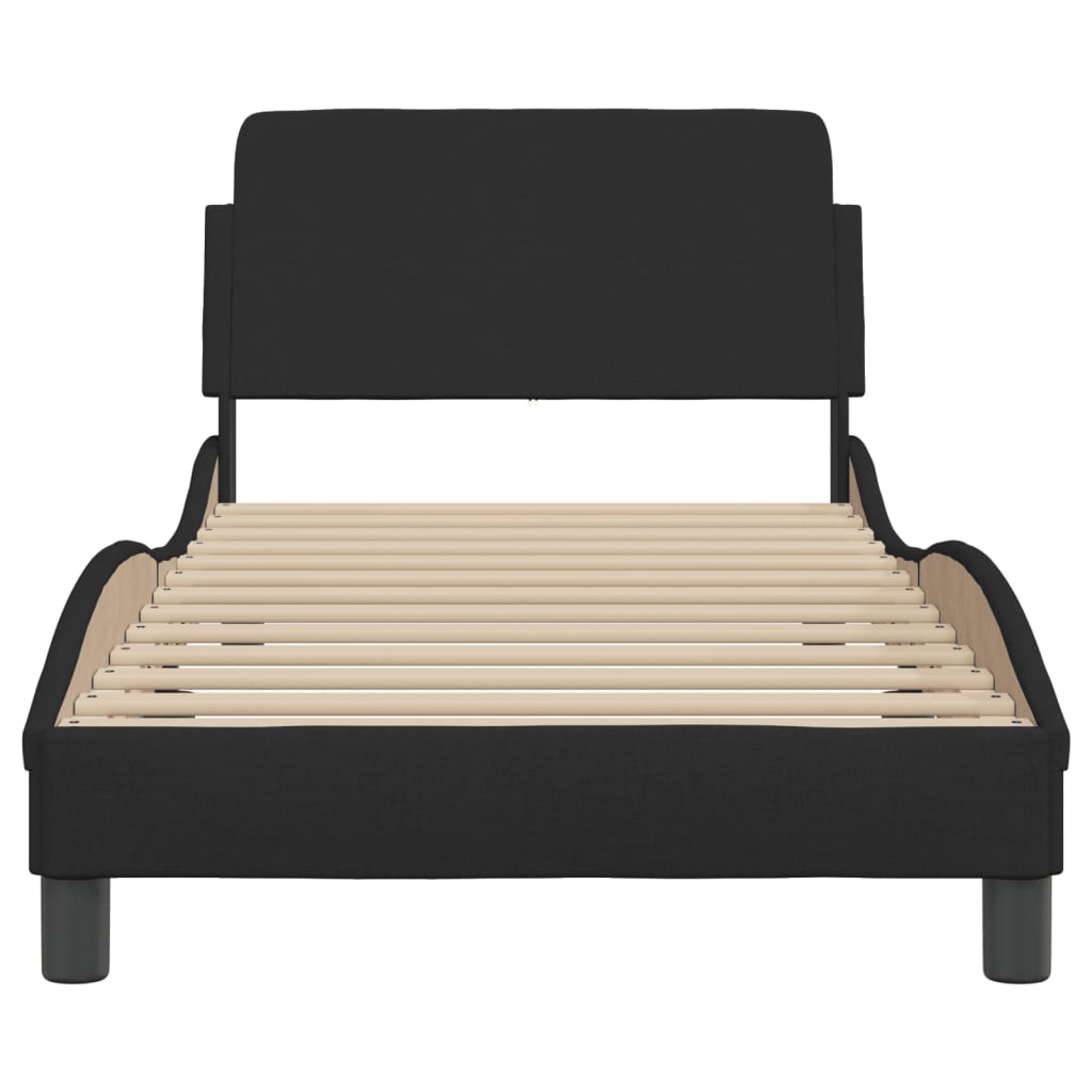 Bedframe met hoofdeinde "Dover" 80x200 cm stof zwart is nu te koop bij PeponiXL, paradijselijk wonen!