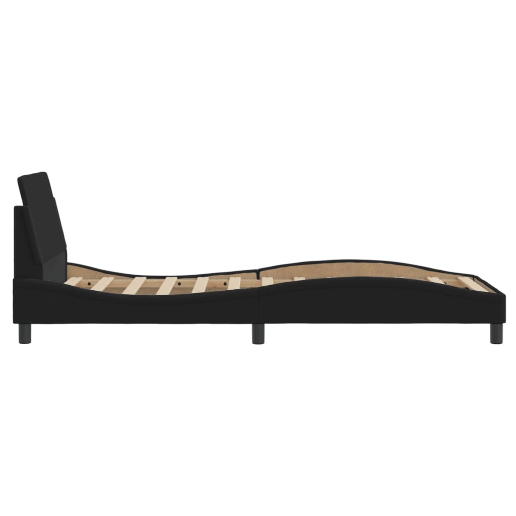 Bedframe met hoofdeinde "Dover" 80x200 cm stof zwart is nu te koop bij PeponiXL, paradijselijk wonen!