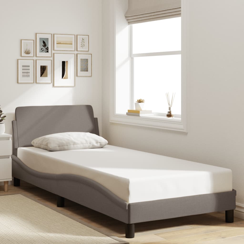 Bedframe met hoofdeinde "Dover" 80x200 cm stof taupe is nu te koop bij PeponiXL, paradijselijk wonen!