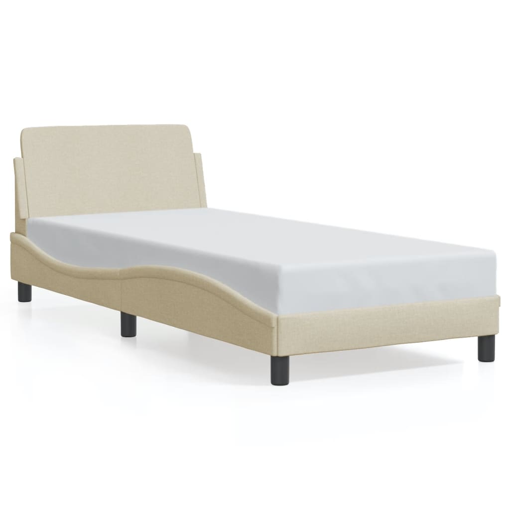 Bedframe met hoofdeinde "Dover" 80x200 cm stof crème is nu te koop bij PeponiXL, paradijselijk wonen!