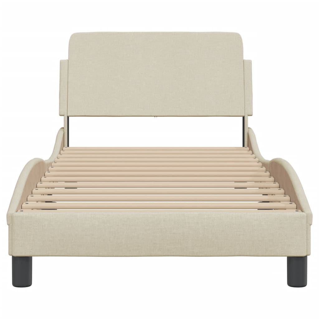Bedframe met hoofdeinde "Dover" 80x200 cm stof crème is nu te koop bij PeponiXL, paradijselijk wonen!