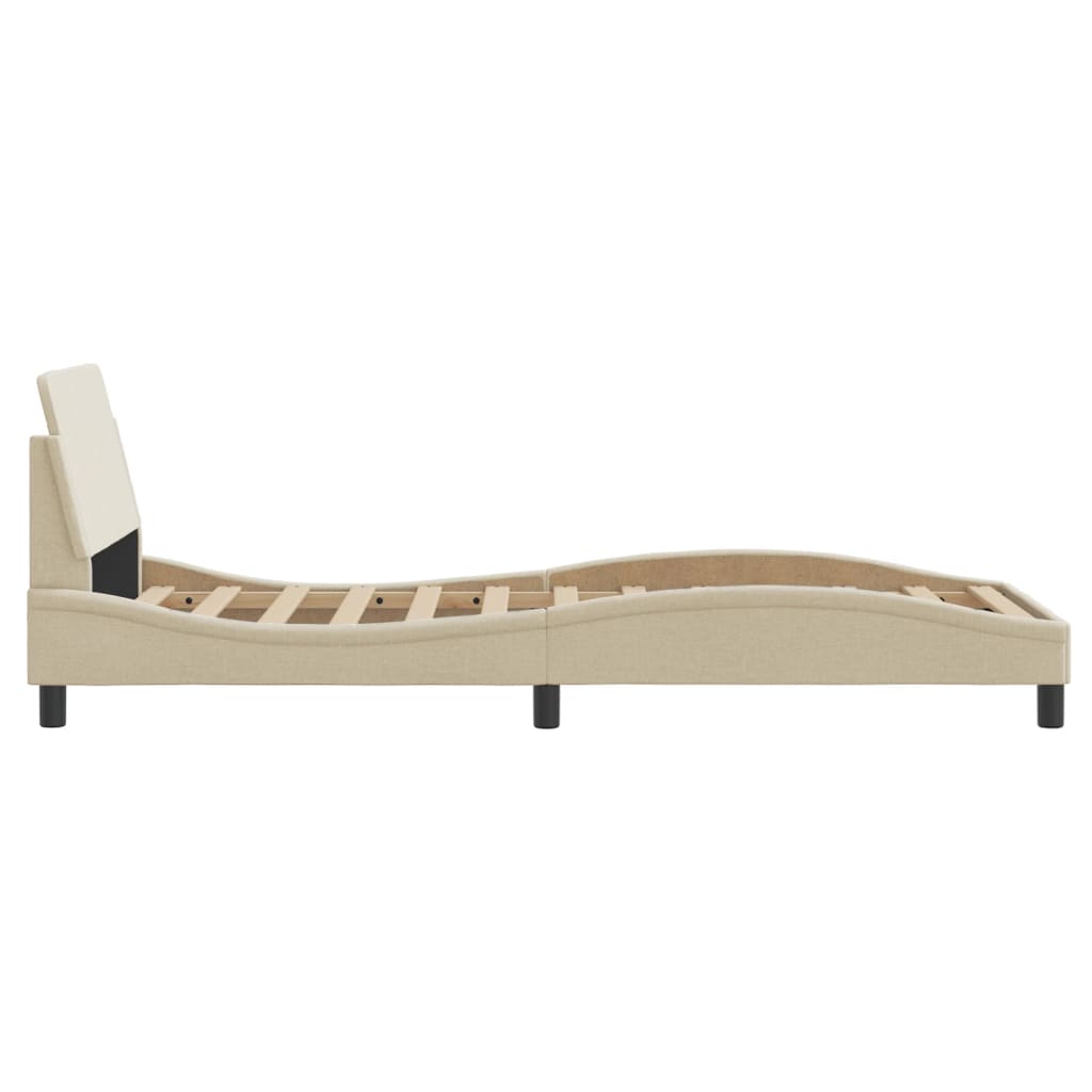 Bedframe met hoofdeinde "Dover" 80x200 cm stof crème is nu te koop bij PeponiXL, paradijselijk wonen!