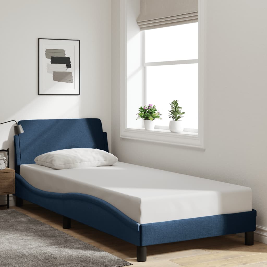 Bedframe met hoofdeinde "Dover" 80x200 cm stof blauw is nu te koop bij PeponiXL, paradijselijk wonen!