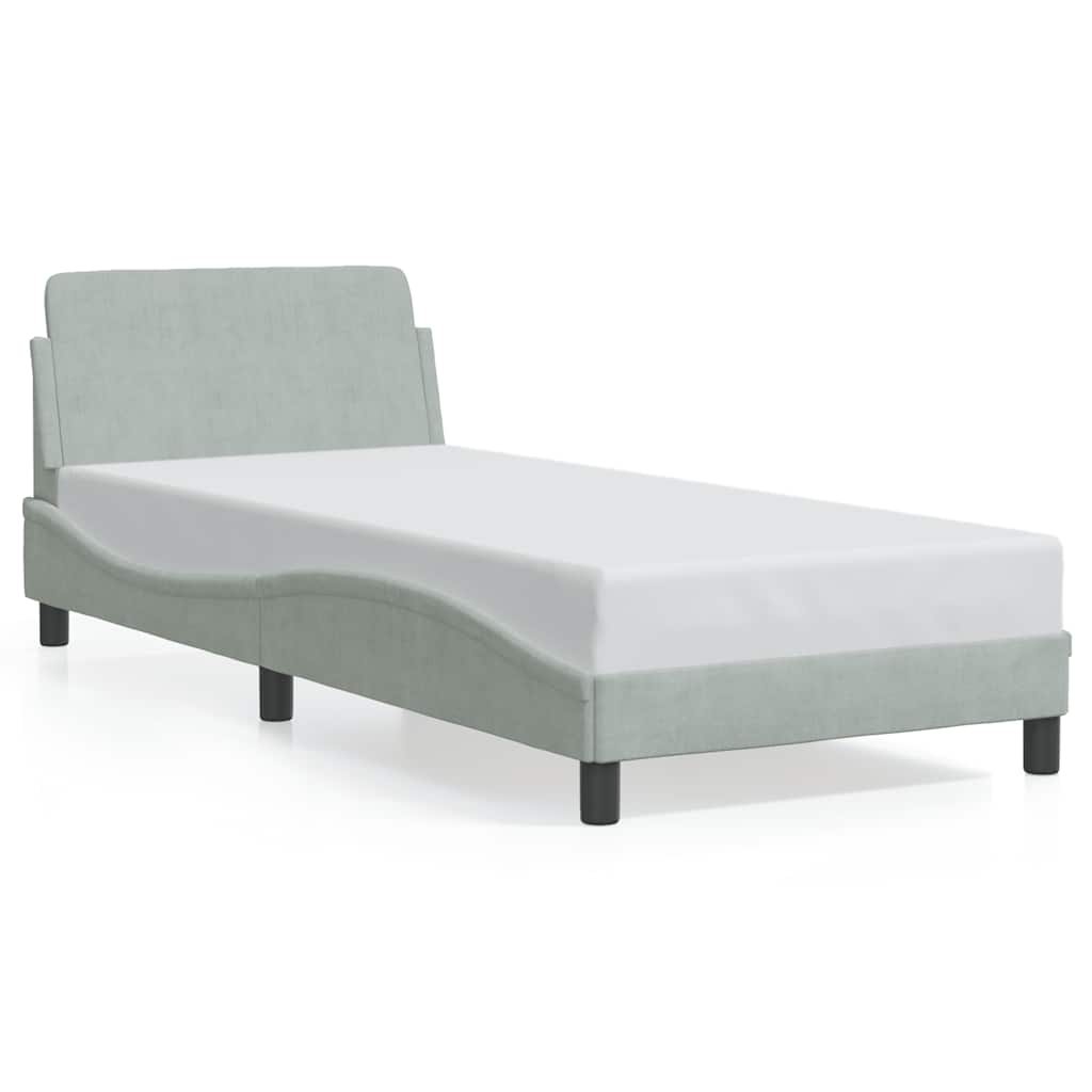 Bedframe "Dover" 80x200 cm fluweel lichtgrijs is nu te koop bij PeponiXL, paradijselijk wonen!