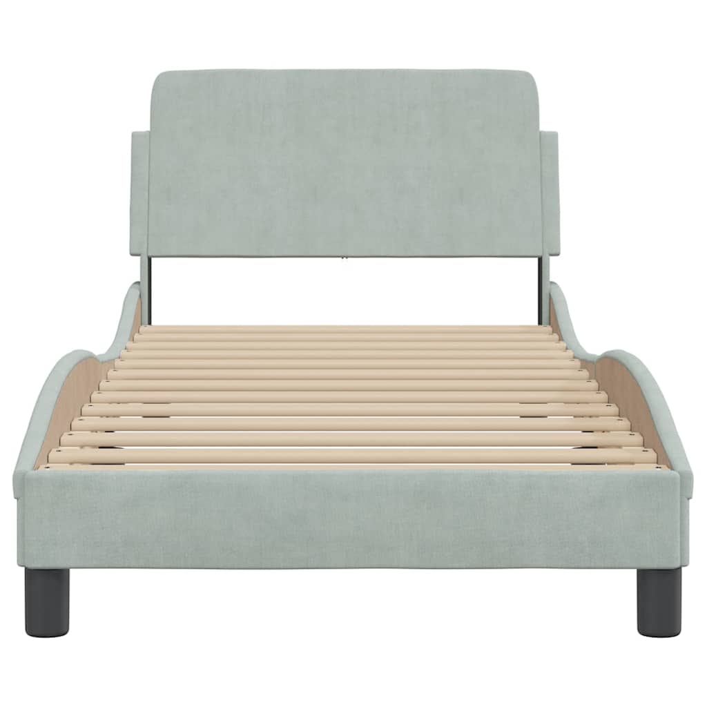 Bedframe "Dover" 80x200 cm fluweel lichtgrijs is nu te koop bij PeponiXL, paradijselijk wonen!