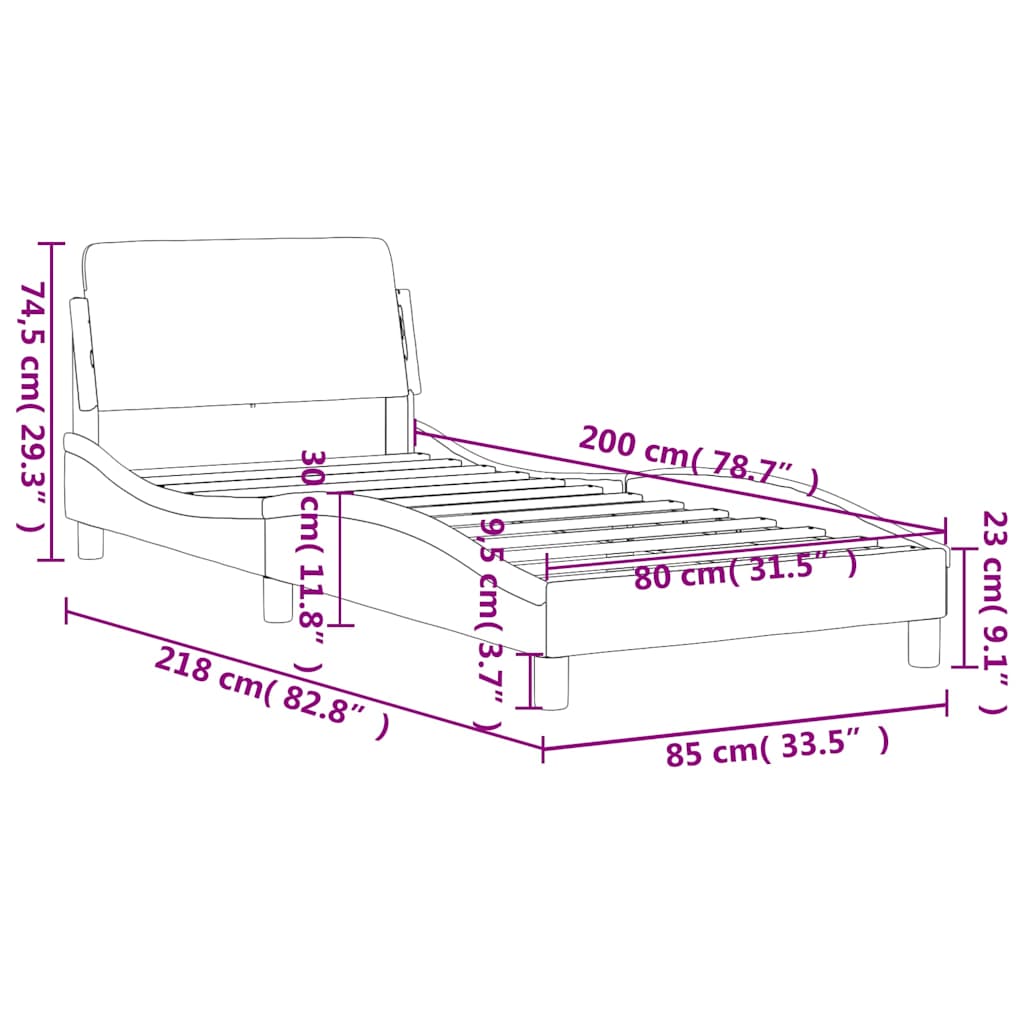 Bedframe "Dover" 80x200 cm fluweel lichtgrijs is nu te koop bij PeponiXL, paradijselijk wonen!
