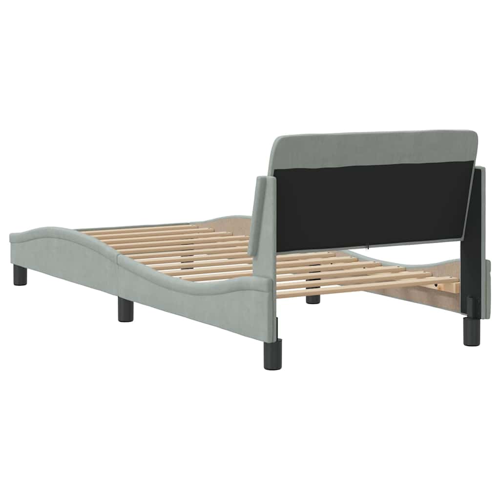 Bedframe "Dover" 80x200 cm fluweel lichtgrijs is nu te koop bij PeponiXL, paradijselijk wonen!