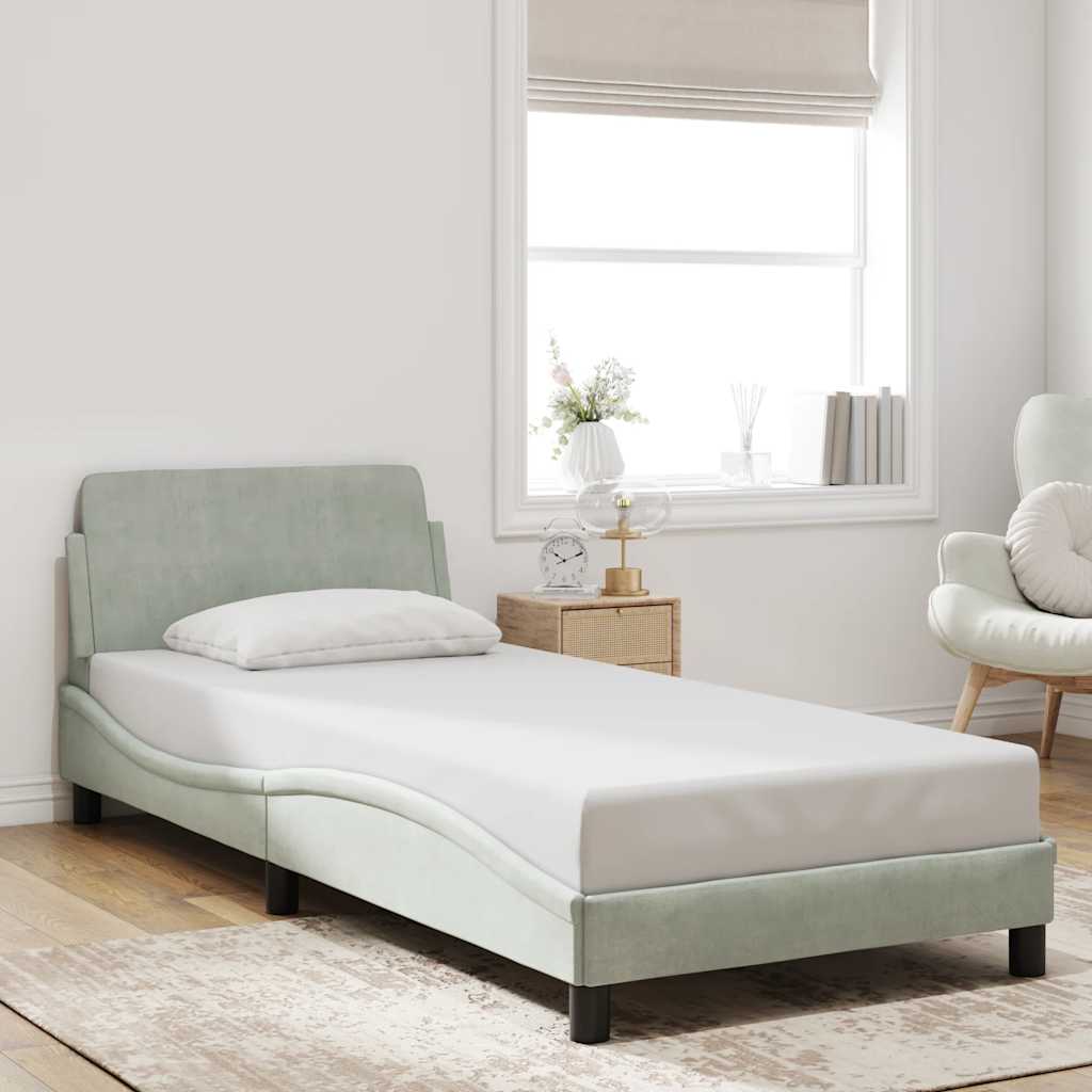 Bedframe "Dover" 80x200 cm fluweel lichtgrijs is nu te koop bij PeponiXL, paradijselijk wonen!