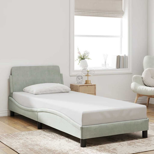 Bedframe "Dover" 80x200 cm fluweel lichtgrijs is nu te koop bij PeponiXL, paradijselijk wonen!