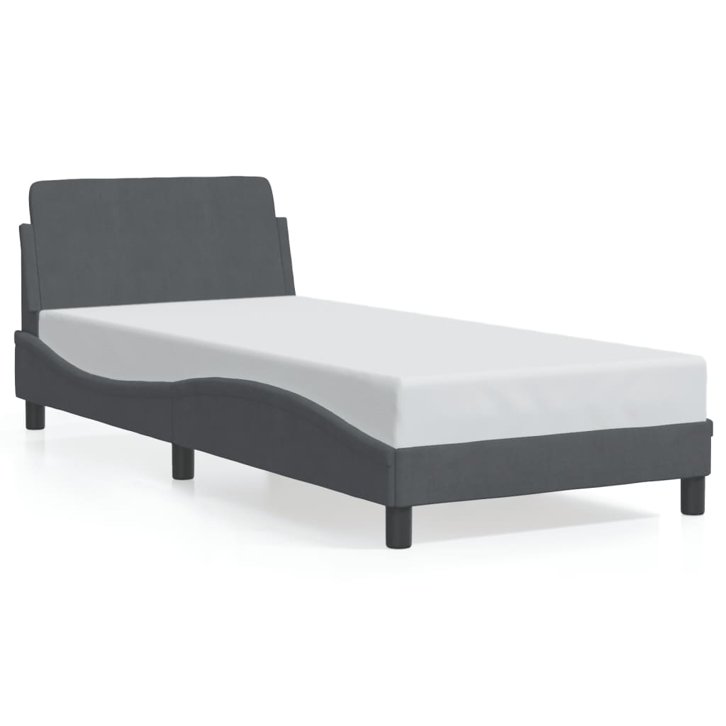 Bedframe "Dover" 80x200 cm fluweel donkergrijs is nu te koop bij PeponiXL, paradijselijk wonen!