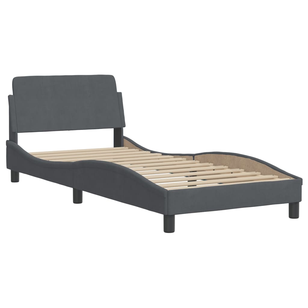 Bedframe "Dover" 80x200 cm fluweel donkergrijs is nu te koop bij PeponiXL, paradijselijk wonen!
