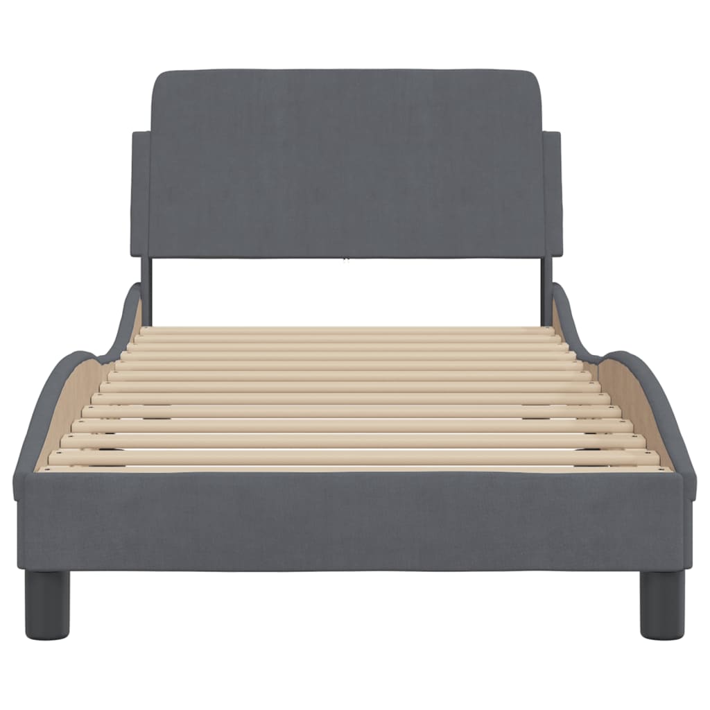 Bedframe "Dover" 80x200 cm fluweel donkergrijs is nu te koop bij PeponiXL, paradijselijk wonen!