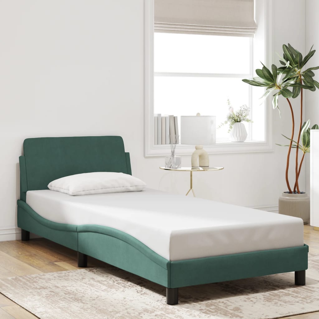 Bedframe "Dover" 80x200 cm fluweel donkergroen is nu te koop bij PeponiXL, paradijselijk wonen!
