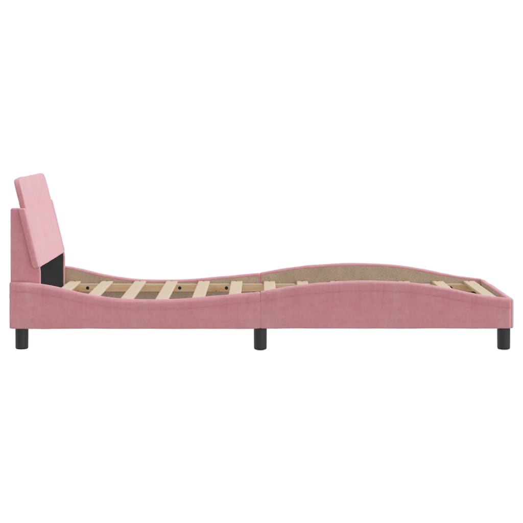 Bedframe met hoofdeinde "Dover" 80x200 cm fluweel roze is nu te koop bij PeponiXL, paradijselijk wonen!