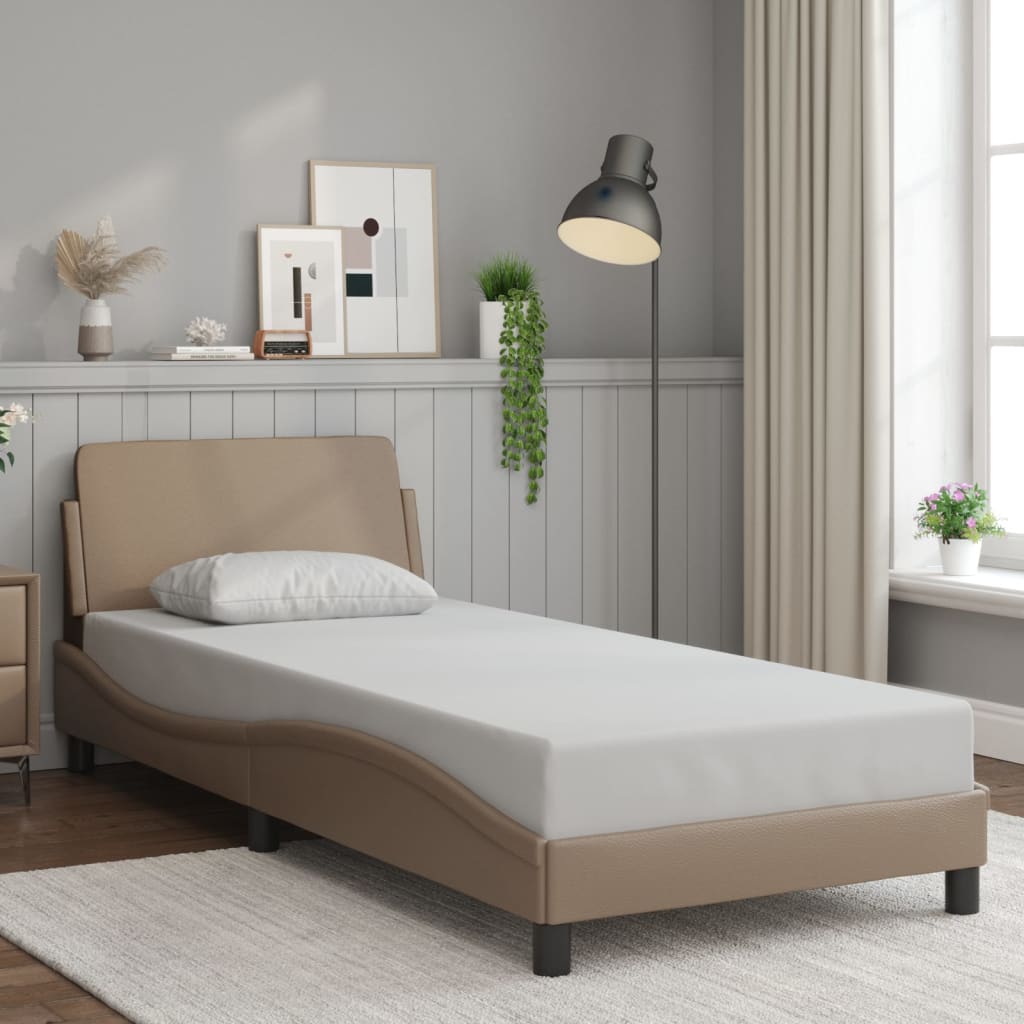 Bedframe "Dover" kunstleer cappucinnokleurig 80x200 cm is nu te koop bij PeponiXL, paradijselijk wonen!