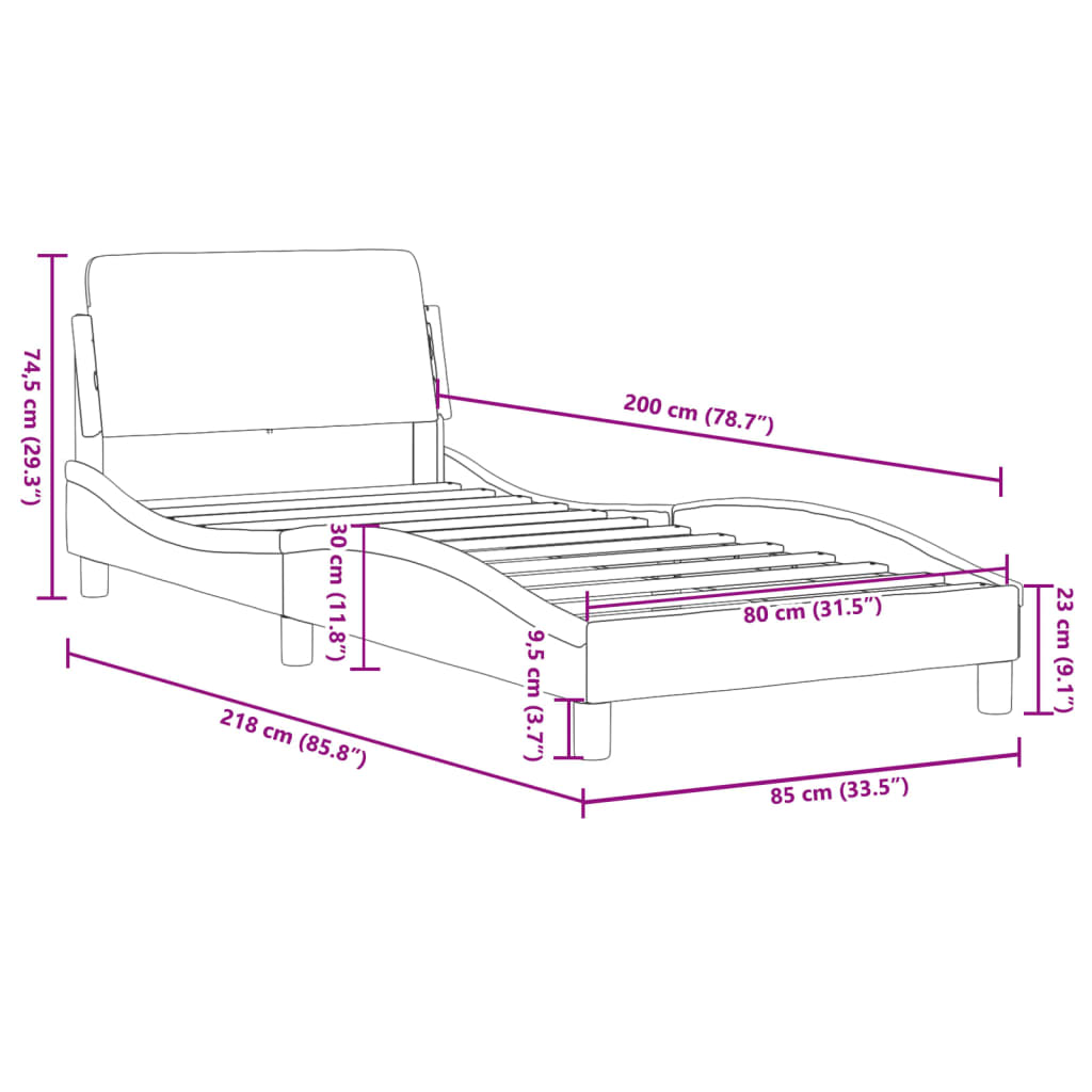 Bedframe "Dover" kunstleer zwart en wit 80x200 cm is nu te koop bij PeponiXL, paradijselijk wonen!