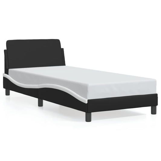Bedframe "Dover" kunstleer zwart en wit 80x200 cm is nu te koop bij PeponiXL, paradijselijk wonen!