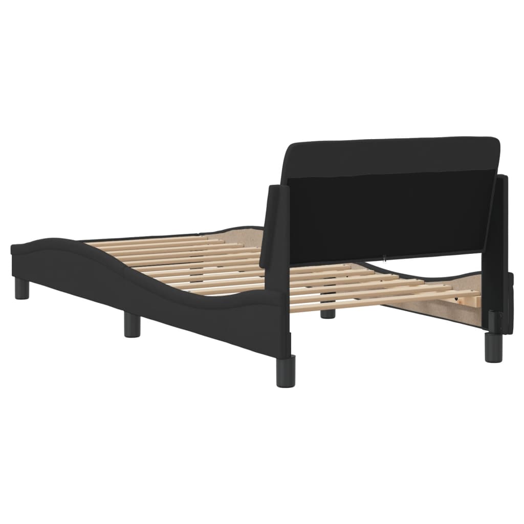 Bedframe met hoofdeinde "Dover" 90x190 cm stof zwart is nu te koop bij PeponiXL, paradijselijk wonen!