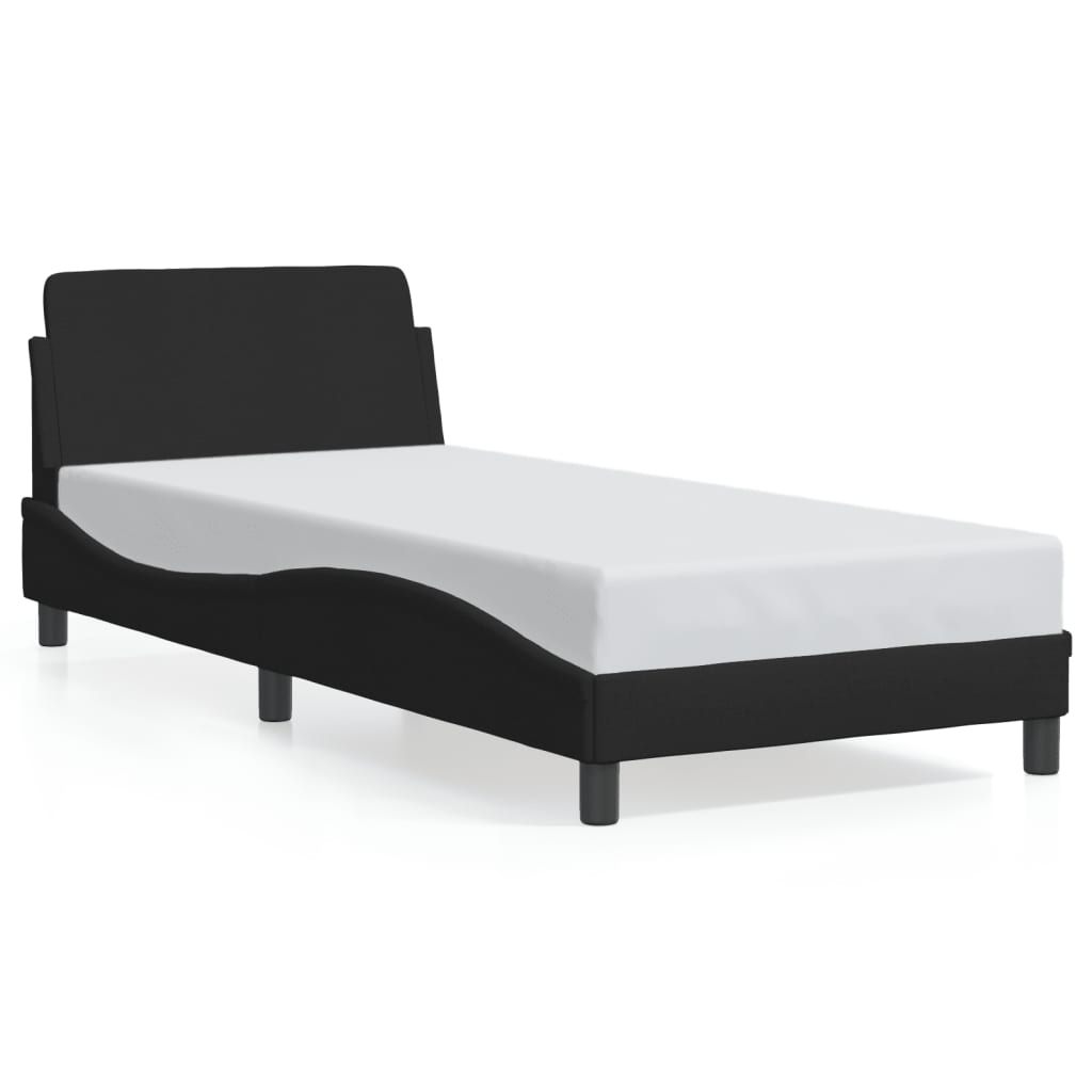 Bedframe met hoofdeinde "Dover" 90x190 cm stof zwart is nu te koop bij PeponiXL, paradijselijk wonen!
