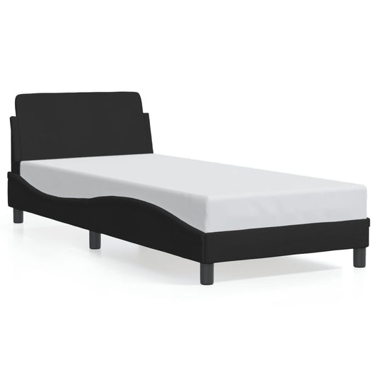 Bedframe met hoofdeinde "Dover" 90x190 cm stof zwart is nu te koop bij PeponiXL, paradijselijk wonen!