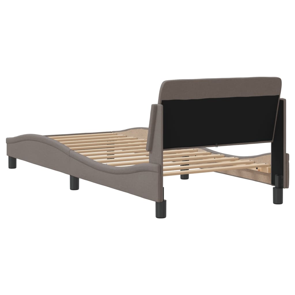 Bedframe met hoofdeinde "Dover" 90x190 cm stof taupe is nu te koop bij PeponiXL, paradijselijk wonen!
