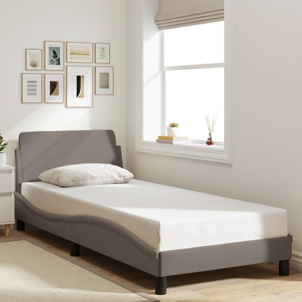 Bedframe met hoofdeinde "Dover" 90x190 cm stof taupe is nu te koop bij PeponiXL, paradijselijk wonen!