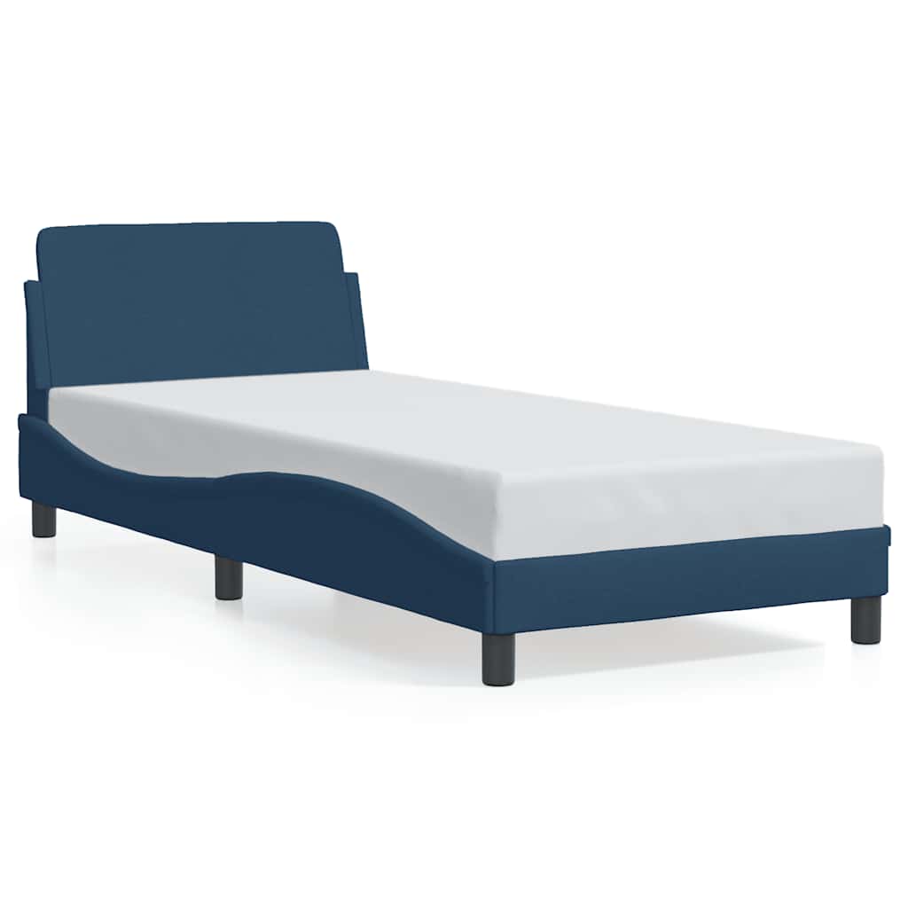 Bedframe met hoofdeinde "Dover" 90x190 cm stof blauw is nu te koop bij PeponiXL, paradijselijk wonen!