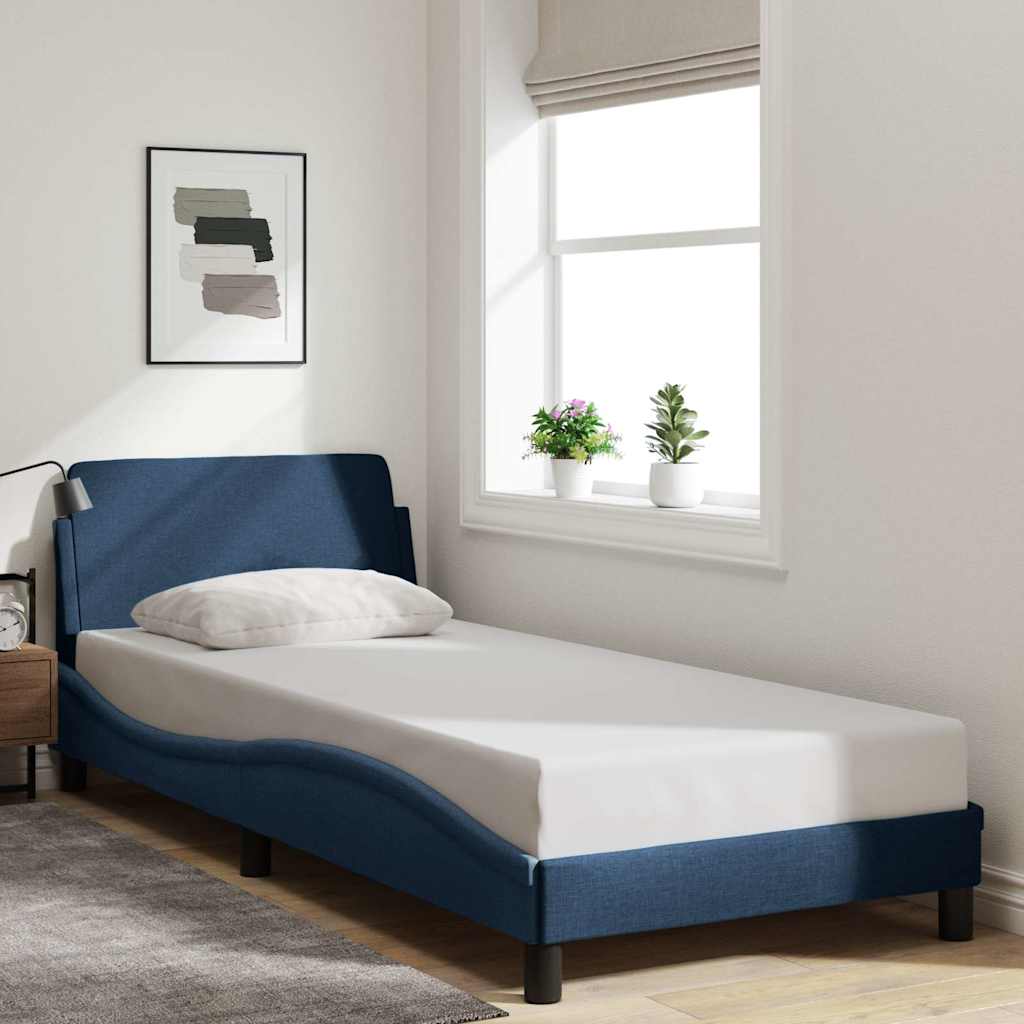 Bedframe met hoofdeinde "Dover" 90x190 cm stof blauw is nu te koop bij PeponiXL, paradijselijk wonen!