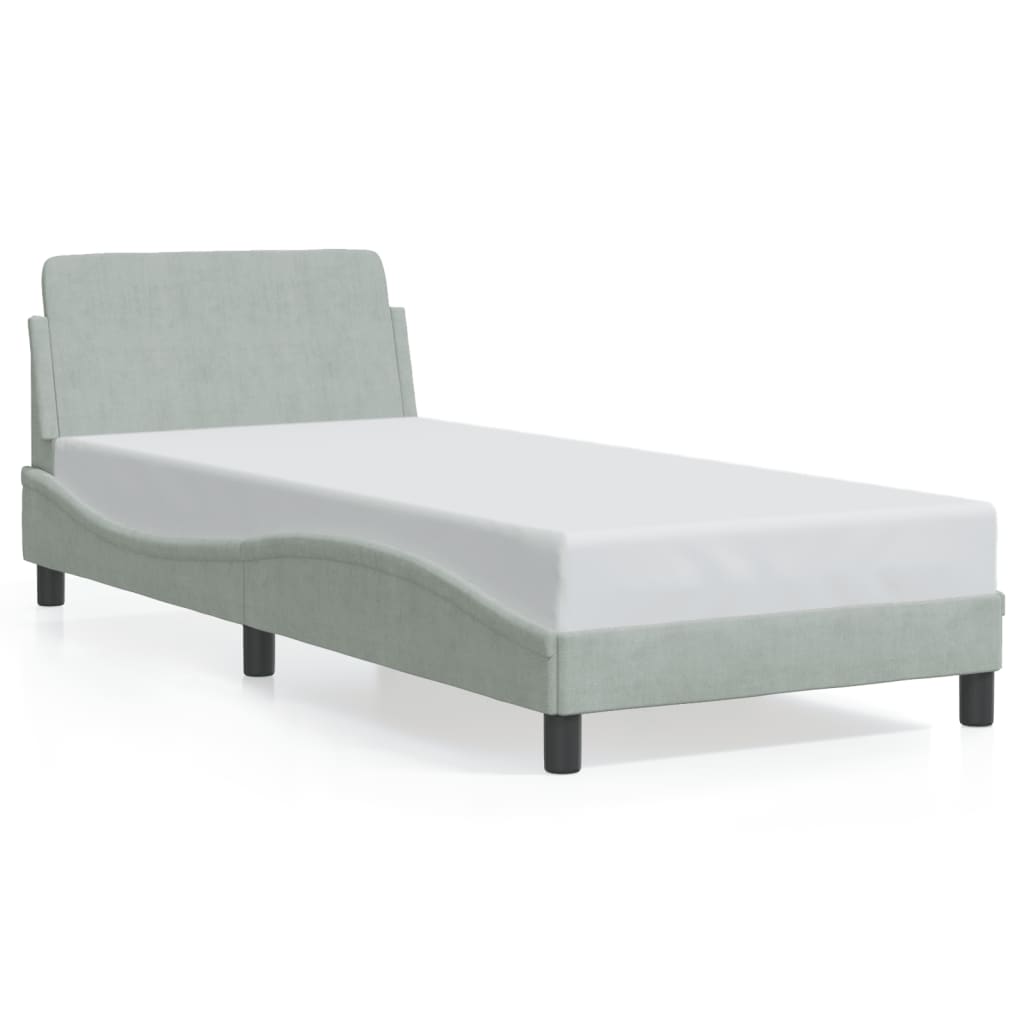 Bedframe "Dover" 90x190 cm fluweel lichtgrijs is nu te koop bij PeponiXL, paradijselijk wonen!