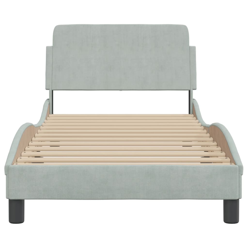 Bedframe "Dover" 90x190 cm fluweel lichtgrijs is nu te koop bij PeponiXL, paradijselijk wonen!