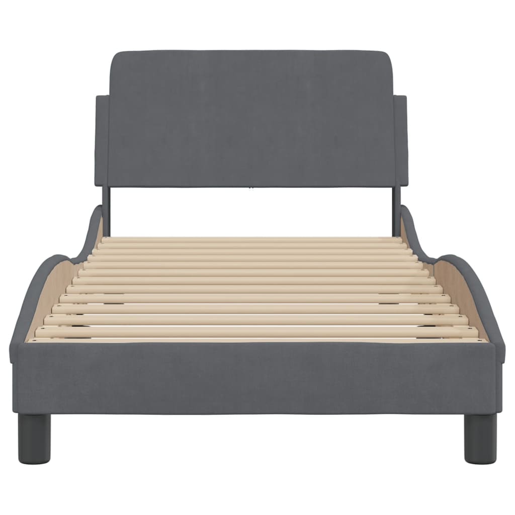 Bedframe "Dover" 90x190 cm fluweel donkergrijs is nu te koop bij PeponiXL, paradijselijk wonen!