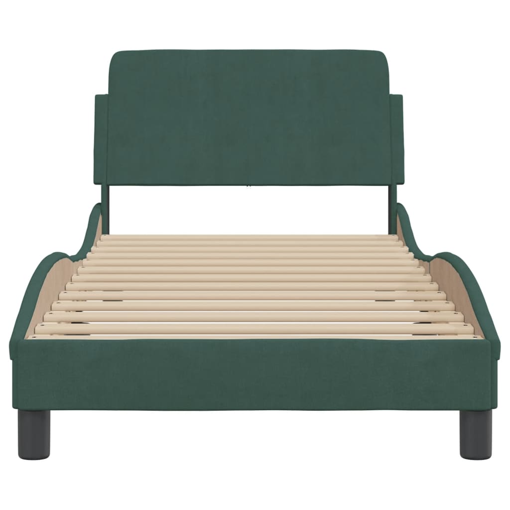 Bedframe "Dover" 90x190 cm fluweel donkergroen is nu te koop bij PeponiXL, paradijselijk wonen!
