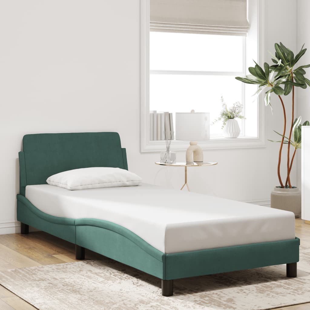 Bedframe "Dover" 90x190 cm fluweel donkergroen is nu te koop bij PeponiXL, paradijselijk wonen!