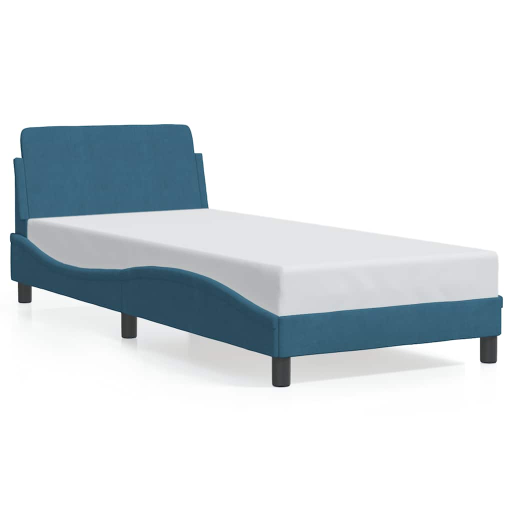 Bedframe met hoofdeinde "Dover" fluweel blauw 90x190 cm is nu te koop bij PeponiXL, paradijselijk wonen!