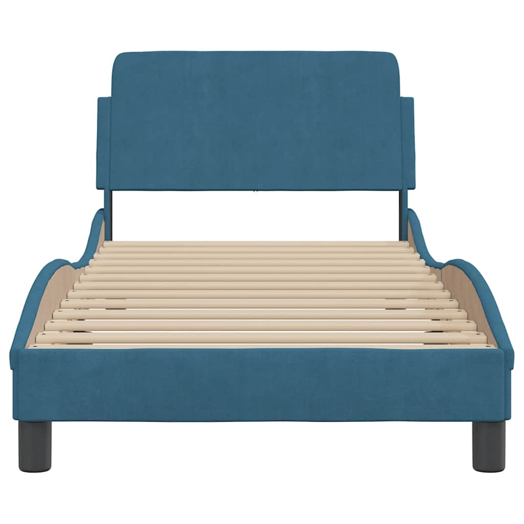 Bedframe met hoofdeinde "Dover" fluweel blauw 90x190 cm is nu te koop bij PeponiXL, paradijselijk wonen!