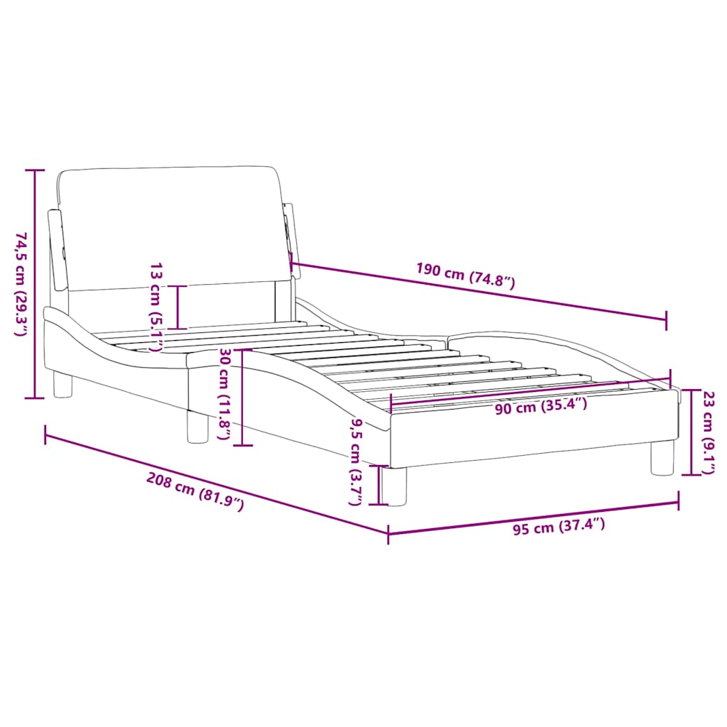 Bedframe met hoofdeinde "Dover" fluweel blauw 90x190 cm is nu te koop bij PeponiXL, paradijselijk wonen!