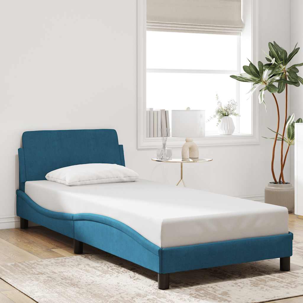Bedframe met hoofdeinde "Dover" fluweel blauw 90x190 cm is nu te koop bij PeponiXL, paradijselijk wonen!
