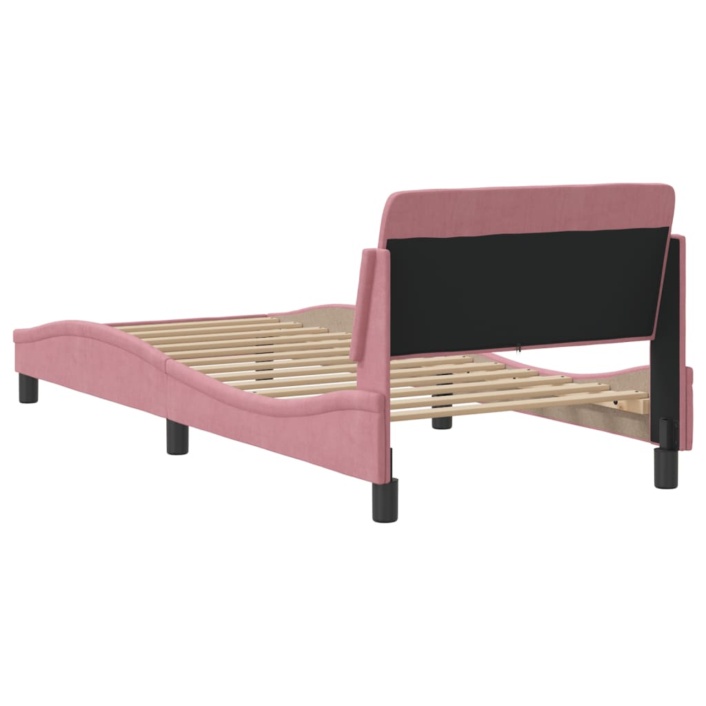 Bedframe met hoofdeinde "Dover" 90x190 cm fluweel roze is nu te koop bij PeponiXL, paradijselijk wonen!