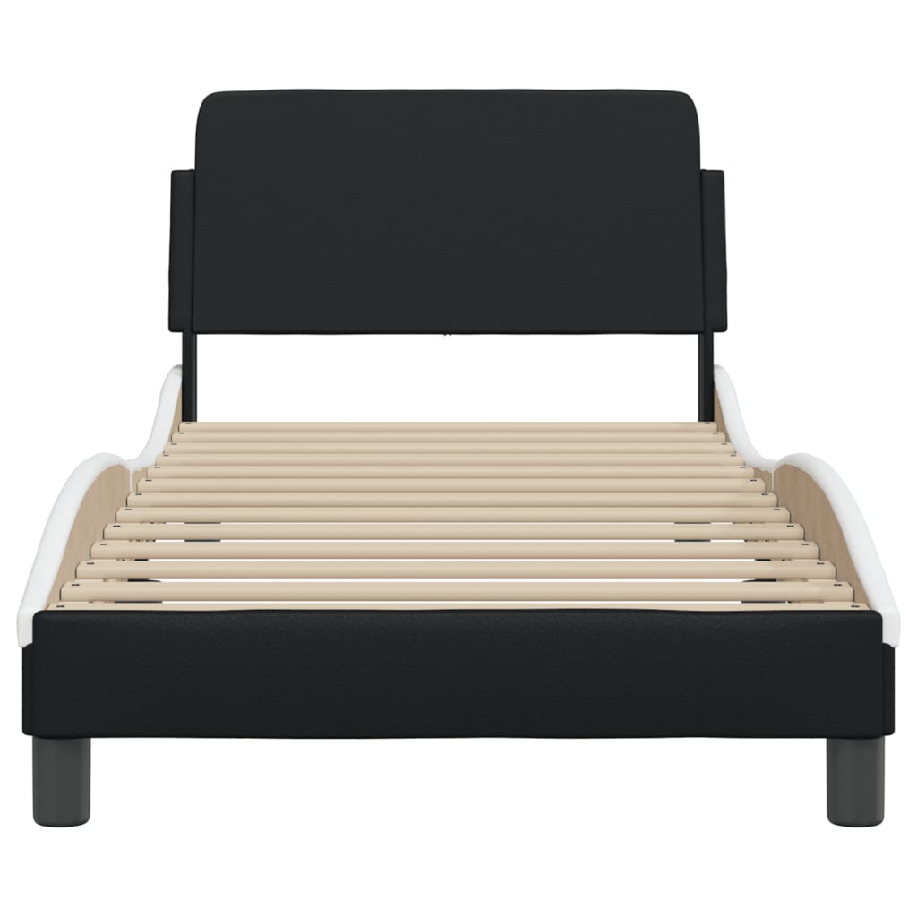 Bedframe "Dover" kunstleer zwart en wit 90x190 cm is nu te koop bij PeponiXL, paradijselijk wonen!
