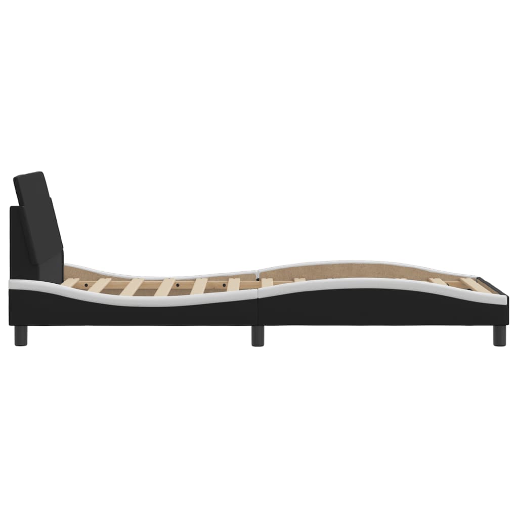 Bedframe "Dover" kunstleer zwart en wit 90x190 cm is nu te koop bij PeponiXL, paradijselijk wonen!