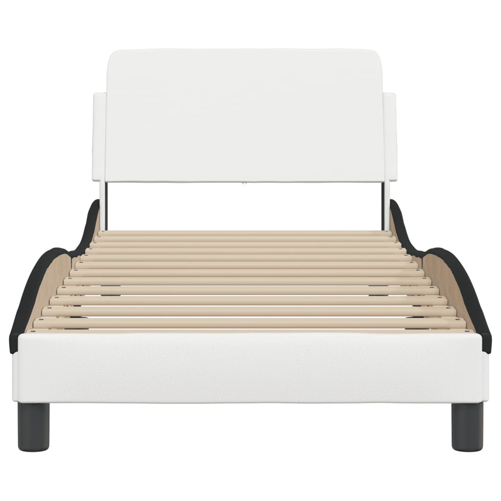 Bedframe "Dover" kunstleer zwart en wit 90x190 cm is nu te koop bij PeponiXL, paradijselijk wonen!