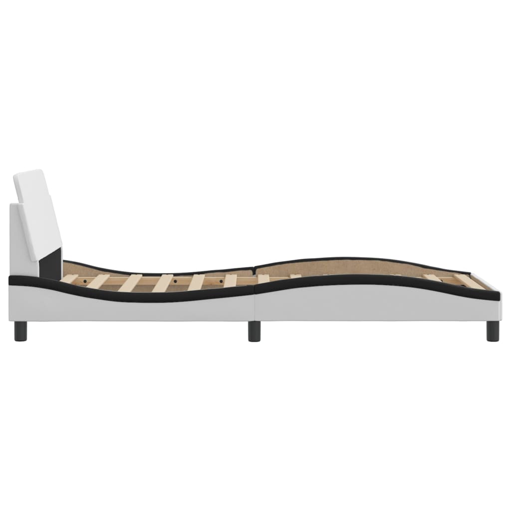 Bedframe "Dover" kunstleer zwart en wit 90x190 cm is nu te koop bij PeponiXL, paradijselijk wonen!