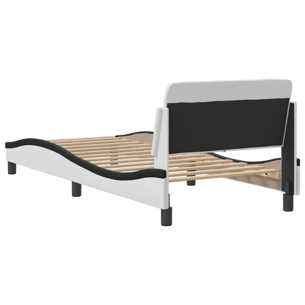 Bedframe "Dover" kunstleer zwart en wit 90x190 cm is nu te koop bij PeponiXL, paradijselijk wonen!