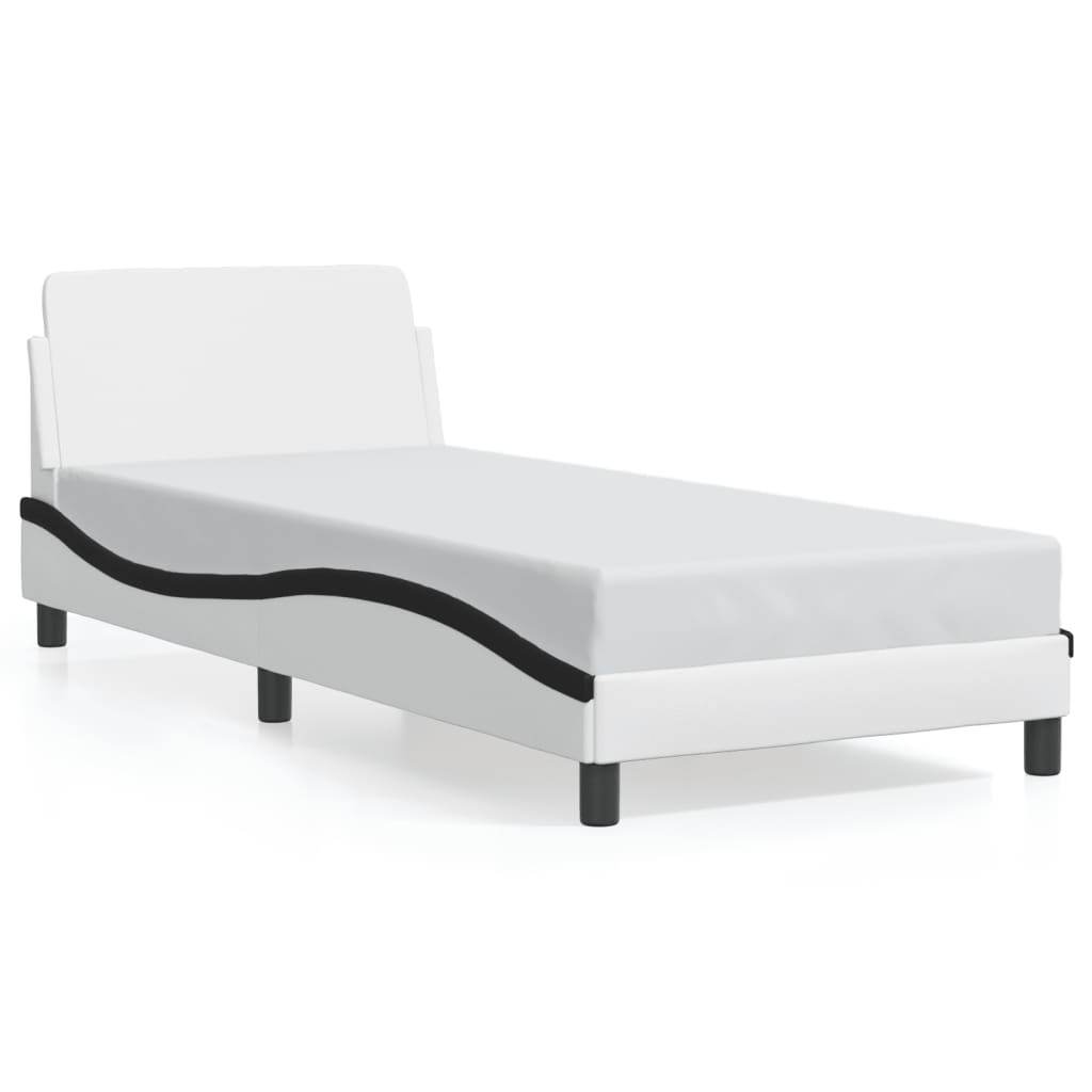 Bedframe "Dover" kunstleer zwart en wit 90x190 cm is nu te koop bij PeponiXL, paradijselijk wonen!