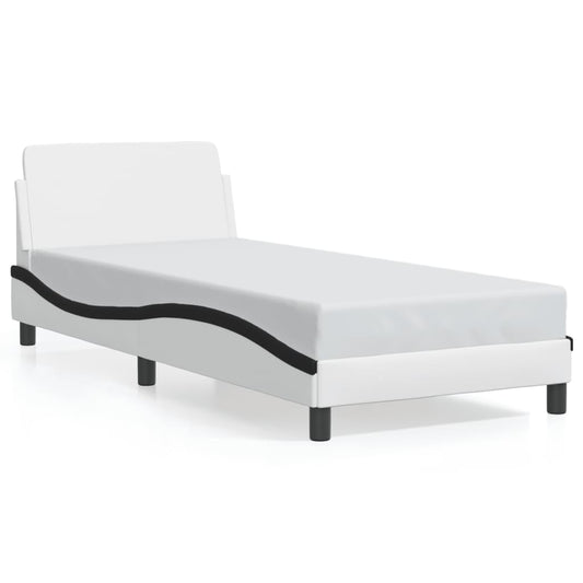 Bedframe "Dover" kunstleer zwart en wit 90x190 cm is nu te koop bij PeponiXL, paradijselijk wonen!